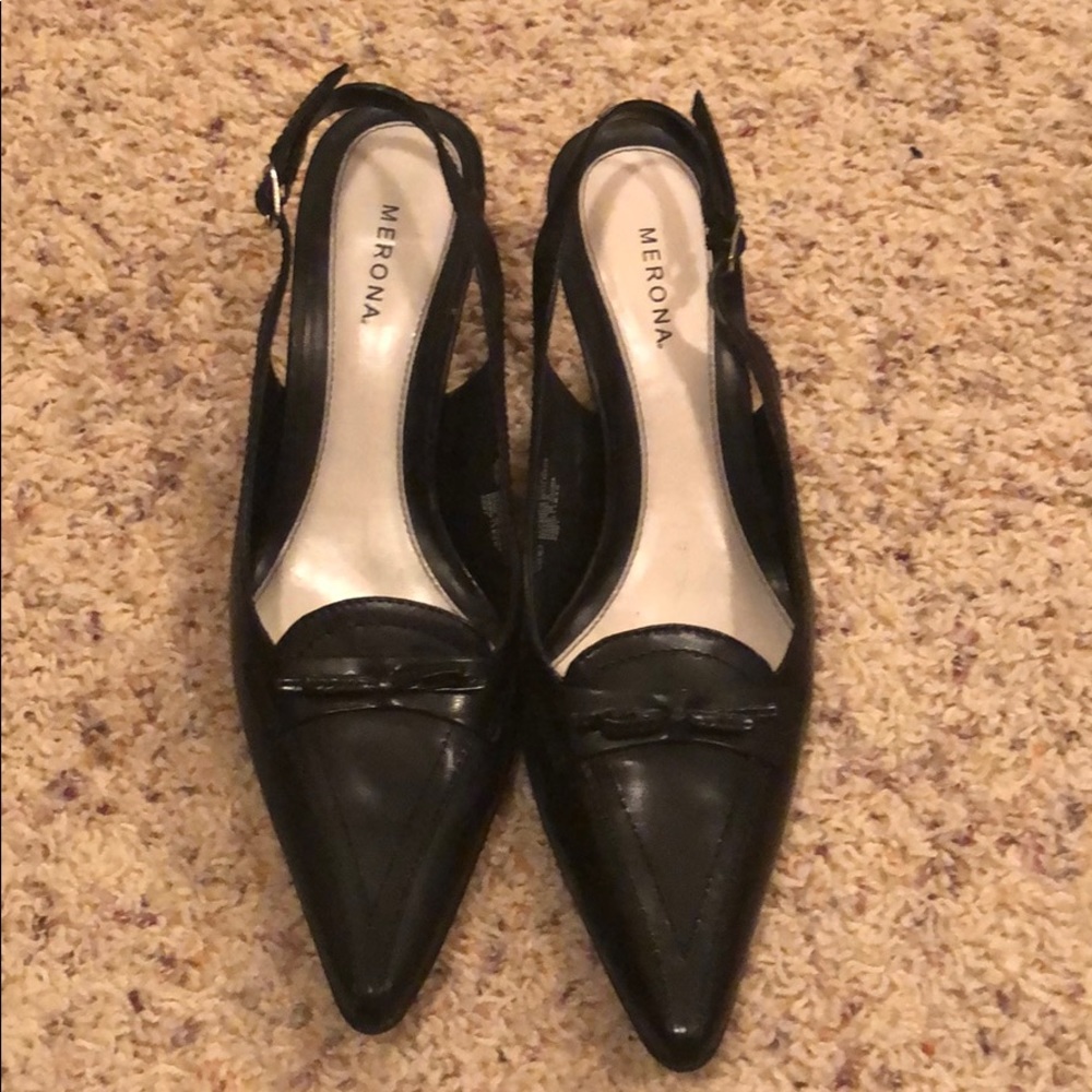 Merona black open heels
